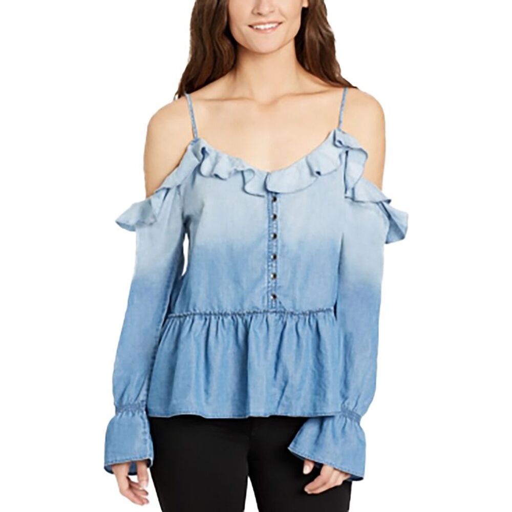 William Rast Wolfe Ruffled Cold-Shoulder Top Goodtimes S